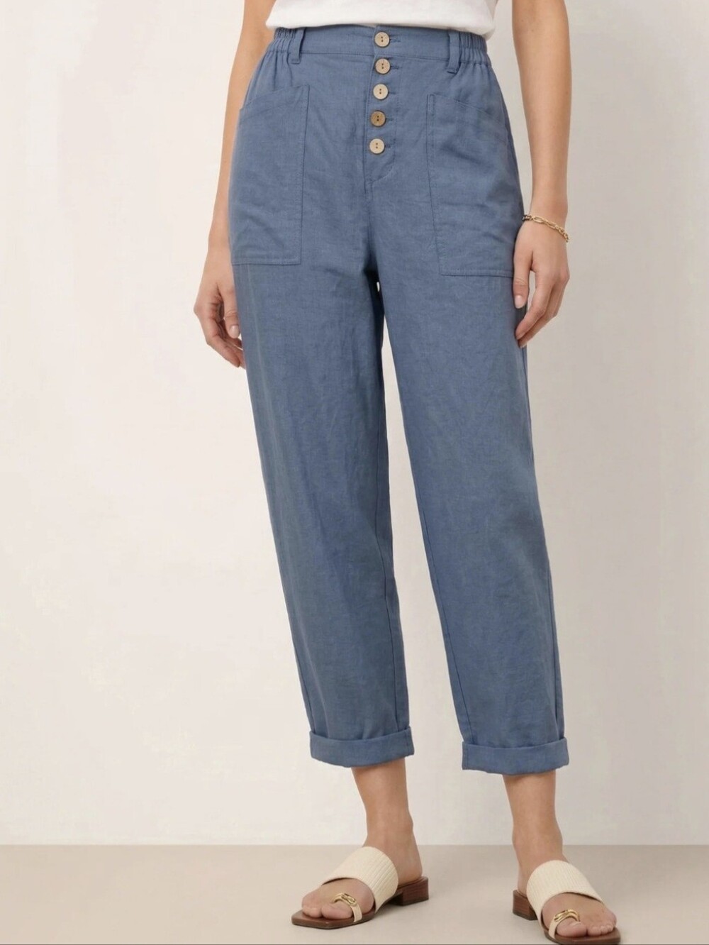 Lintico Heidi Linen Simple Button Fly Trousers